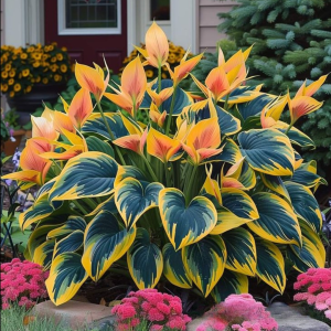 Хоста Флейм Данс купить по цене от 650р. в интернет-магазине «Посадика» с доставкой почтой в в Топкие и по всей России – [изображение №1].